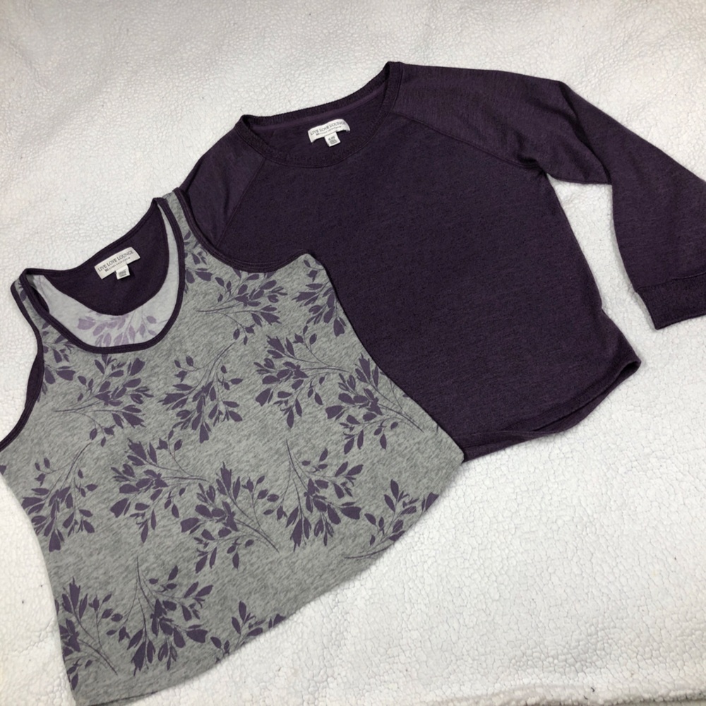 Karen Neuburger Gray & Purple Floral 3pc Lounge Pajama Set XL - Picture 4 of 12